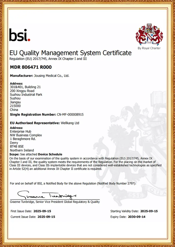 EU Quality Management System Certificate