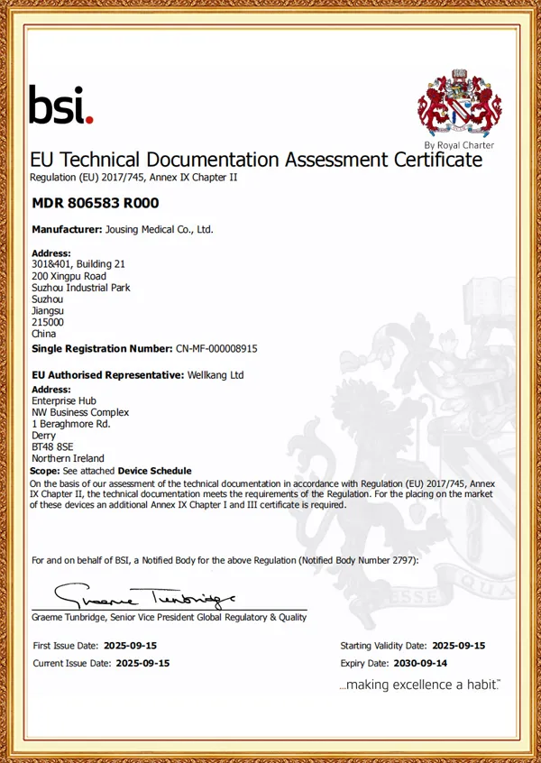 EU Technical Documentation Assessment Certificate